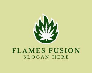 Flaming Herbal Weed logo design