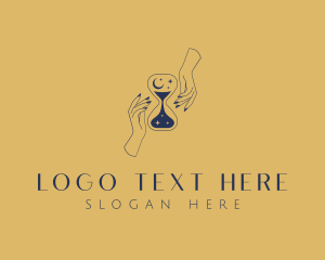 Golden - Cosmic Hourglass Hands logo design