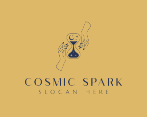 Cosmic Hourglass Hands logo design