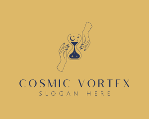 Cosmic Hourglass Hands logo design