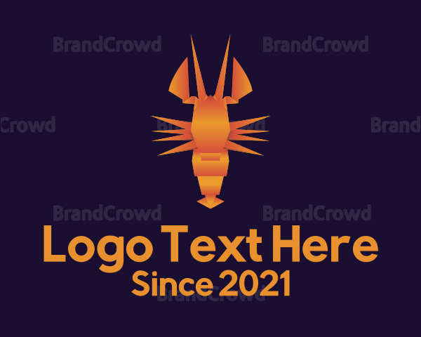 Orange Lobster Origami Logo