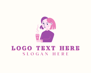 Girl - Foodie Woman Cafe logo design