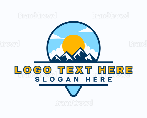 Travel Pin Mountain Adventure Logo