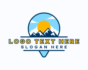 Camping - Travel Pin Mountain Adventure logo design