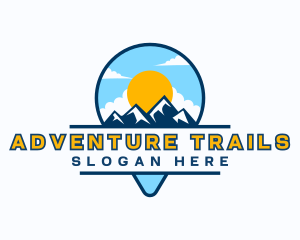 Travel Pin Mountain Adventure logo design