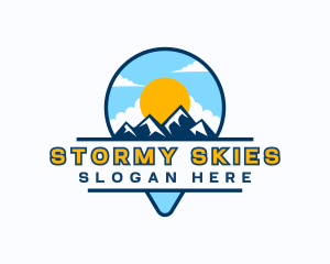 Travel Pin Mountain Adventure logo design