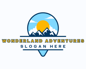 Travel Pin Mountain Adventure logo design