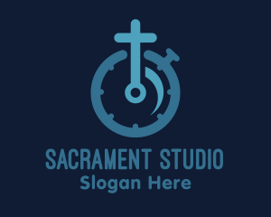 Sacrament - Blue Cross Stopwatch logo design