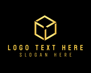 Gold Hexagon - Elegant Hexagon Cube logo design