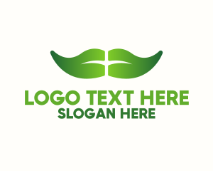 Farmer - Green Leaf Moustache logo design