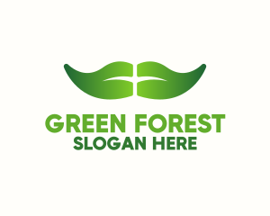 Green Leaf Moustache logo design