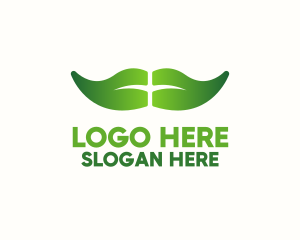 Man - Green Leaf Moustache logo design