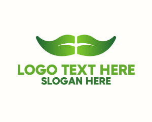 Gentleman - Green Leaf Moustache logo design