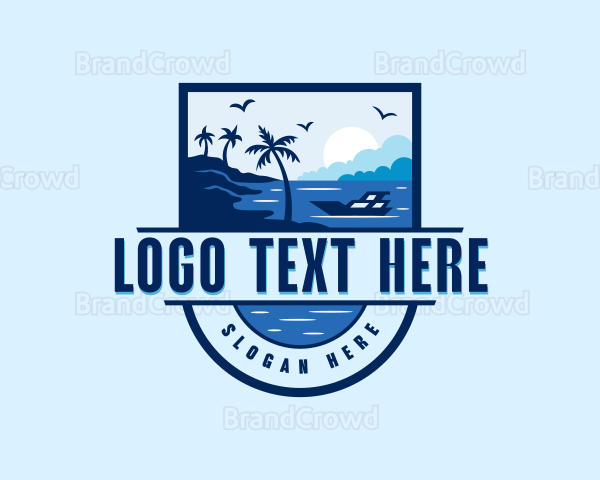 Boat Beach Vacation Logo