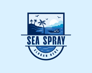 Boat Beach Vacation logo design