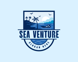 Boat Beach Vacation logo design