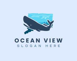 Ocean Sperm Whale Nature logo design