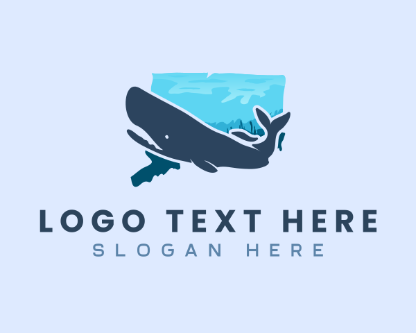 Seaweed - Ocean Sperm Whale Nature logo design