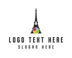 Wagon Wheel - Eiffel Tower Pie Chart logo design