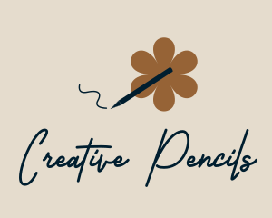 Floral Pen Writing logo design