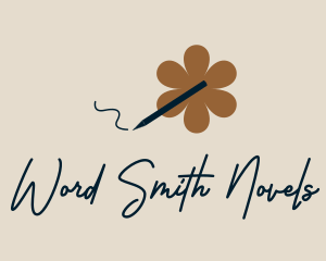 Novelist - Floral Pen Writing logo design