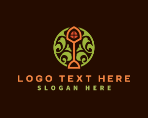 Leaf - Gardening Shovel Landscaping logo design