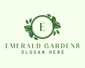 Garden Leaf Wreath logo design