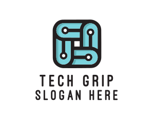 Square Circuit Tech logo design