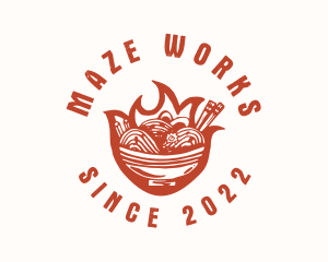 Flame Noodle Restaurant logo design