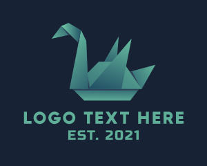 Teal - Goose Origami Craft logo design