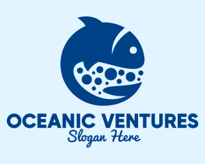 Blue Swimming Fish  logo design