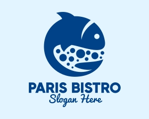 Blue Swimming Fish  logo design