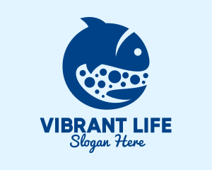 Blue Swimming Fish  logo design