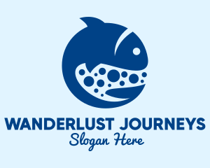Marine Life - Blue Swimming Fish logo design