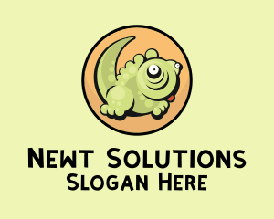Newt - Cute Cartoon Lizard logo design