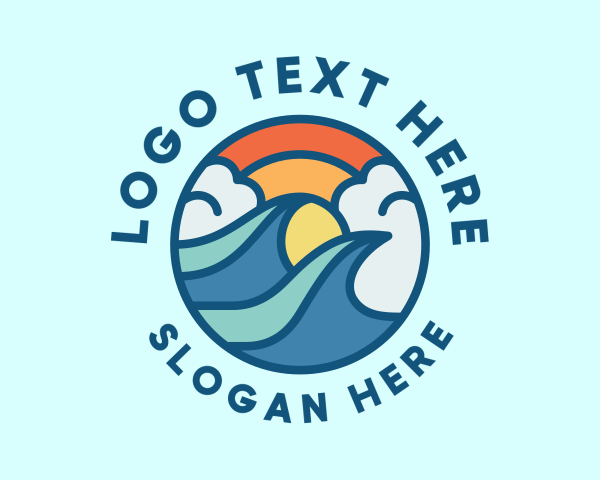 Beach - Summer Tsunami Wave logo design