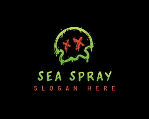 Skull Paint Graffiti logo design