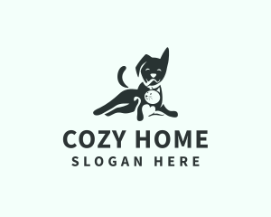 Dog & Cat Negative Space logo design