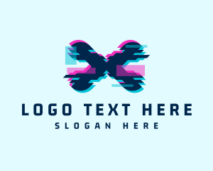 Anaglyph - Cyber Anaglyph Letter X logo design