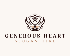 Heart Swan Bird logo design