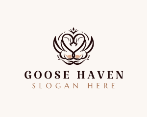 Goose - Heart Swan Bird logo design
