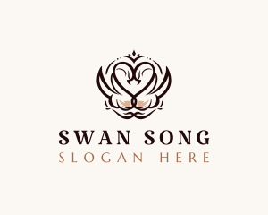 Heart Swan Bird logo design