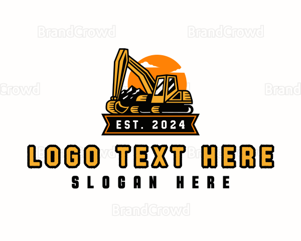 Excavator Mountain Digging Logo