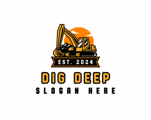 Excavator Mountain Digging logo design