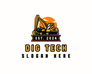 Excavator Mountain Digging logo design