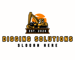 Excavator Mountain Digging logo design