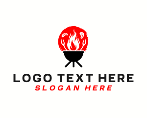 Food Stall - Flame Grill Barbecue logo design