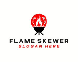 Skewer - Flame Grill Barbecue logo design