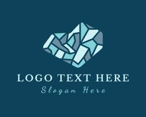 Crystal - Blue Gemstone Heart logo design