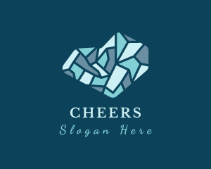 Upscale - Blue Gemstone Heart logo design